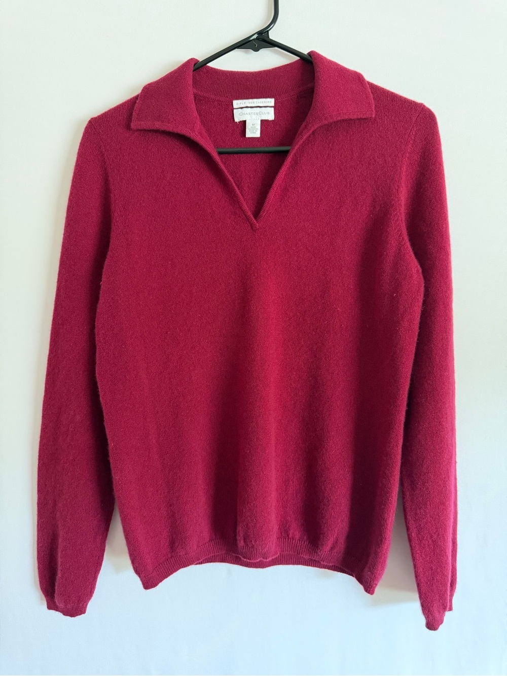 Charter Club Women's Sweater 100% 2 Ply Cashmere Red Size M Pullover Soft
